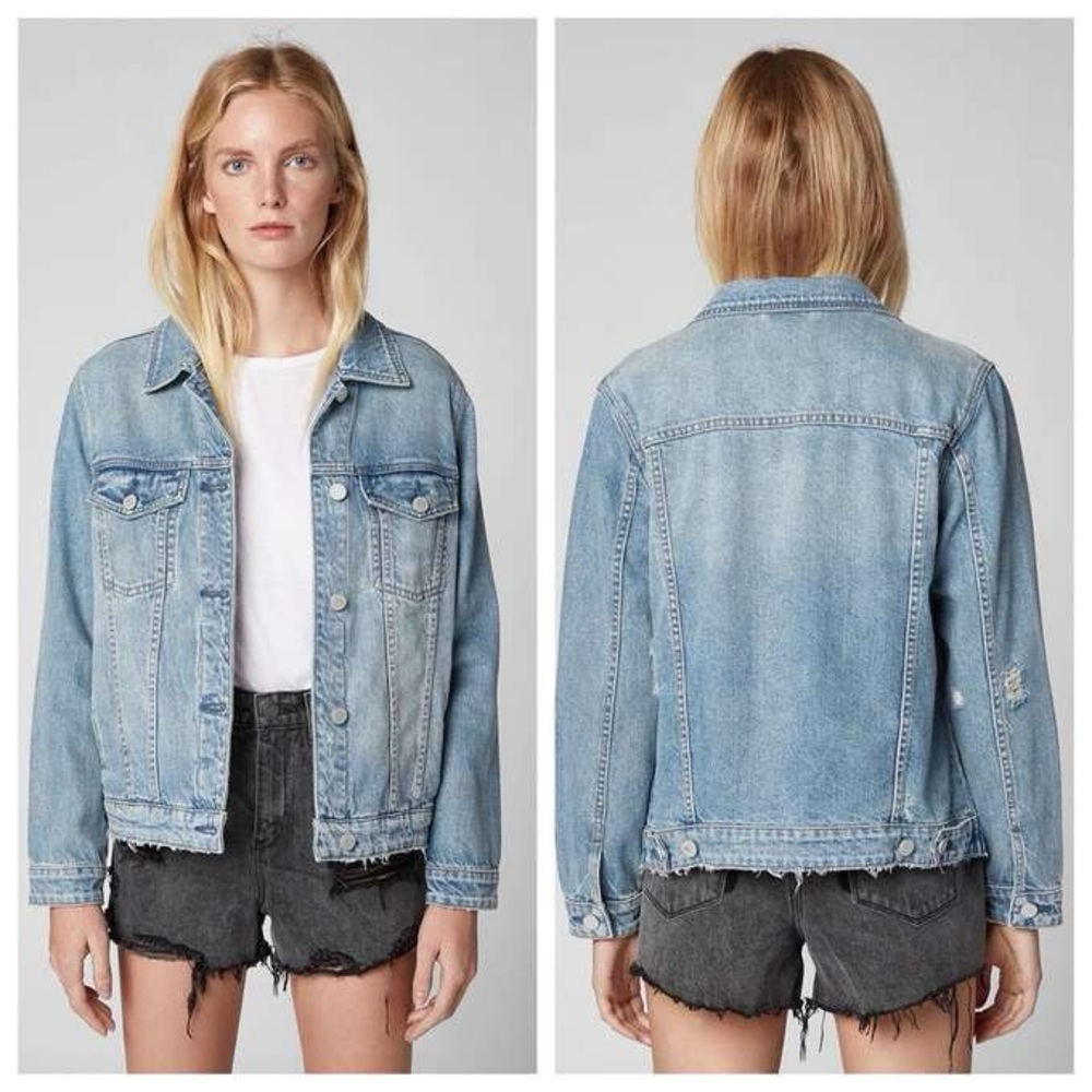BLANK NYC low rider trucker denim jacket distressed oversized light wash Small